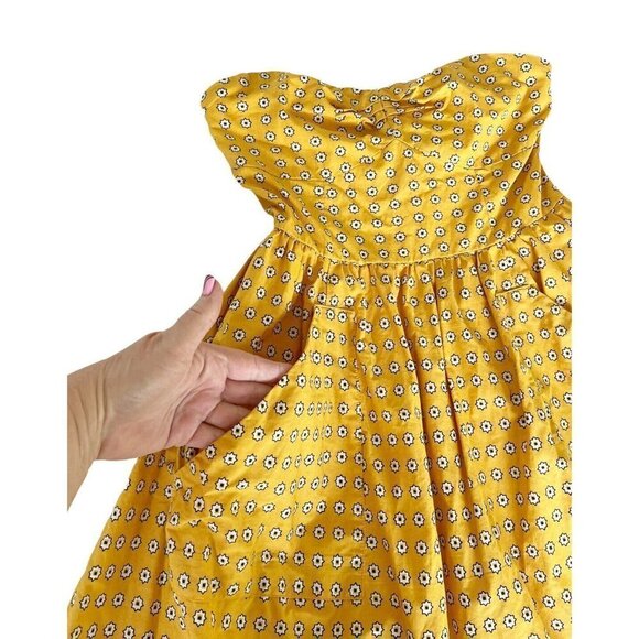 Anthropologie Girls From Savoy Yellow Bandana Strapless Dress Womens size 4 - Picture 9 of 11